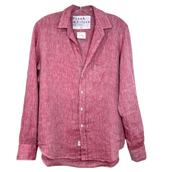 Frank & Eileen - Women’s ‘Eileen’ Relaxed Linen Shirt in Red Raspberry, XX-Small - Picture 4 of 13